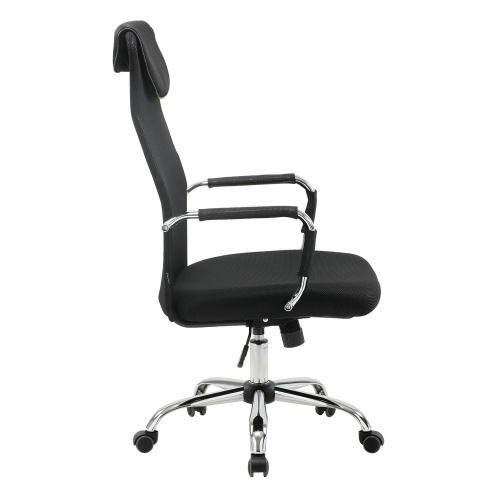 Кресло офисное BRABIX "Fit EX-514", с подголовником, хром, черное фото 7