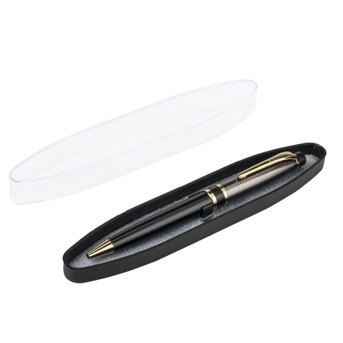 Ручка подарочная шариковая BRAUBERG Sonata, корпус золотистый с черным, линия письма 0,5 мм, синяя фото 3