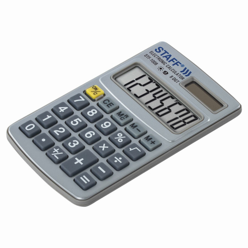 Калькулятор карманный металлический STAFF STF-1008, 103х62 мм, 8 разрядов, двойное питание фото 7