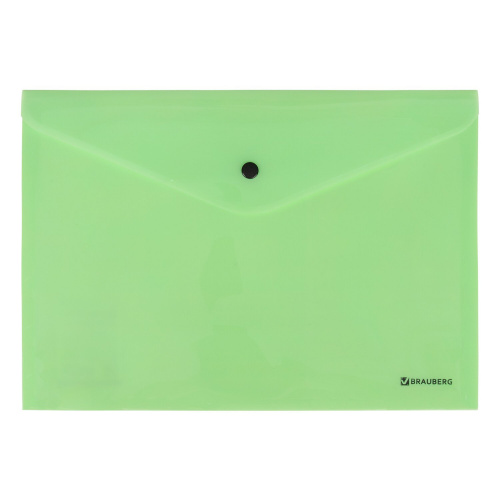 Папка-конверт с кнопкой BRAUBERG "Pastel", А4, до 100 л, непрозрачная цвет, мятный фото 9