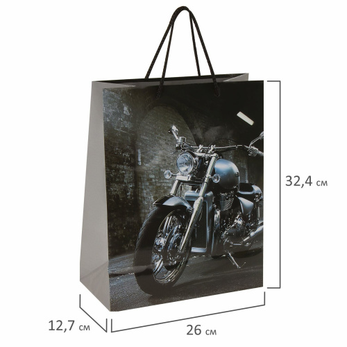 Пакет подарочный ЗОЛОТАЯ СКАЗКА "Мотоцикл", 26x12,7x32,4 см, ламинированный фото 5