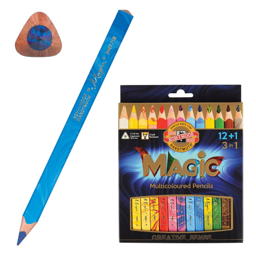 Карандаши с многоцветным грифелем KOH-I-NOOR "Magic", 13 шт., трехгранные, грифель 5,6 мм фото 2
