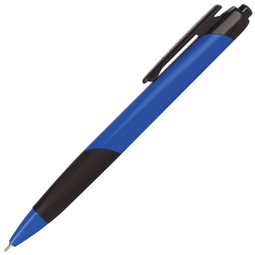 Ручка шариковая масляная автоматическая с грипом BRAUBERG "Booster", трехгранная, синяя