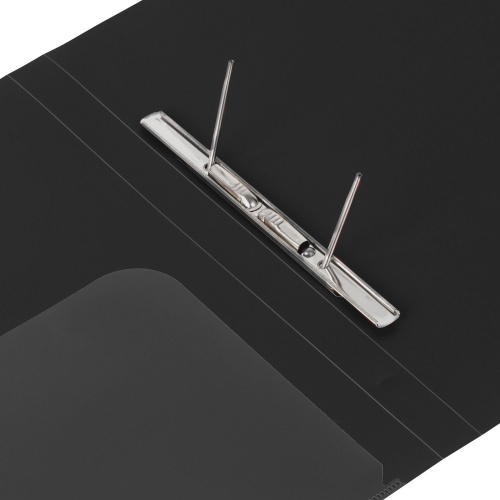 Папка с металлическим скоросшивателем и внутренним карманом BRAUBERG, черная, до 100 листов, 0,6 мм фото 7