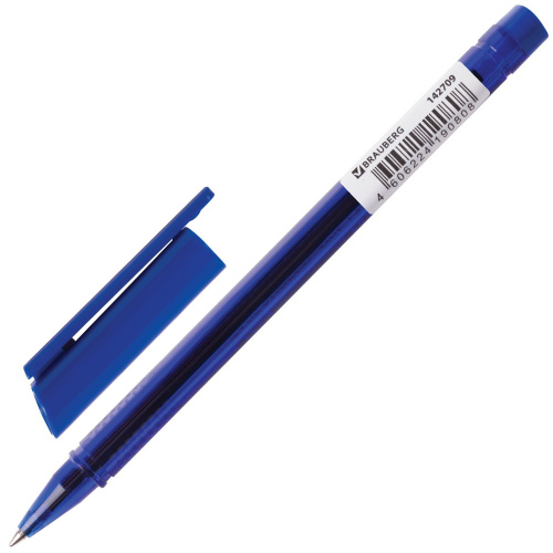 Ручка шариковая масляная BRAUBERG "Marine", корпус тонированный синий, линия письма 0,35 мм, синяя фото 9