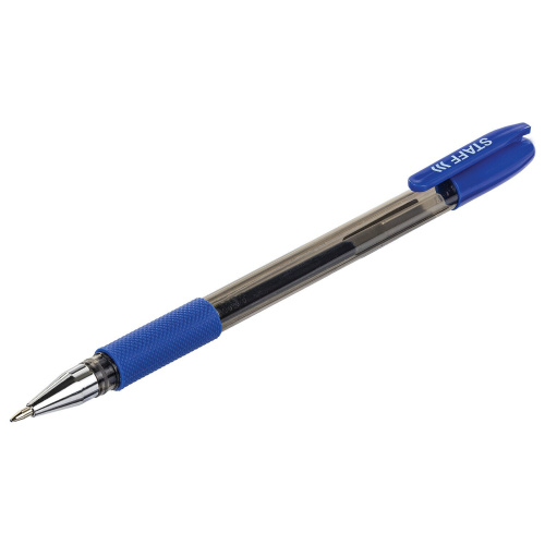 Ручка гелевая с грипом STAFF "Basic", корпус тонированный, линия письма 0,35 мм, синяя фото 3