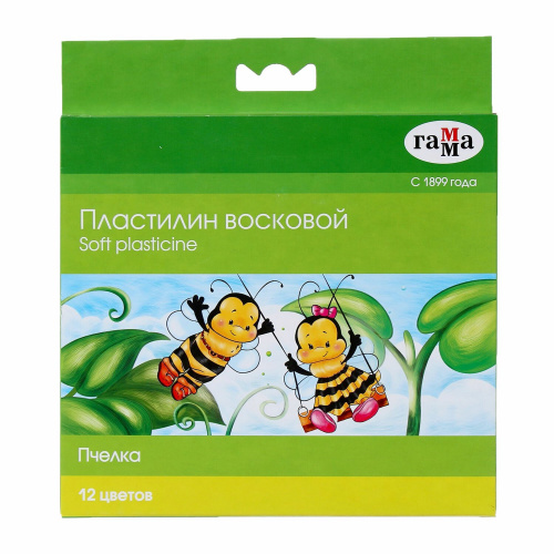 Пластилин восковой ГАММА "Пчелка", 12 цв., 180 г, со стеком, картонная упаковка фото 6