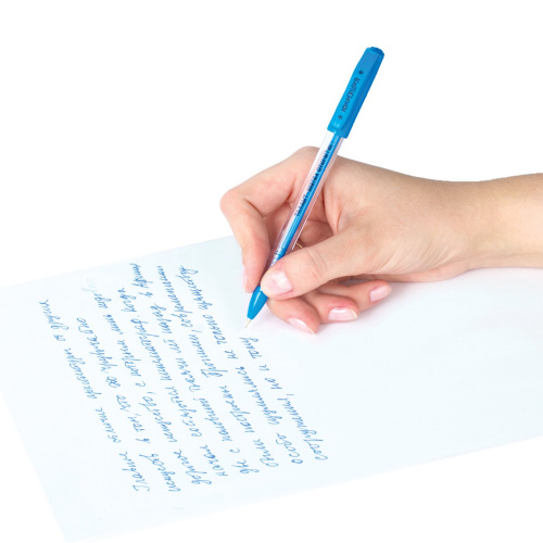 Ручка масляная ЮНЛАНДИЯ "STAR", корпус прозрачный, 0,7 мм, линия письма 0,35 мм, синяя фото 8