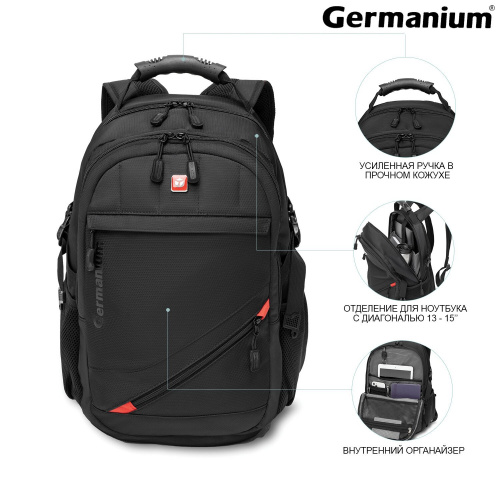 Рюкзак GERMANIUM "S-01", 47х32х20 см, универсальный, с отделением для ноутбука, влагостойкий, черный фото 7
