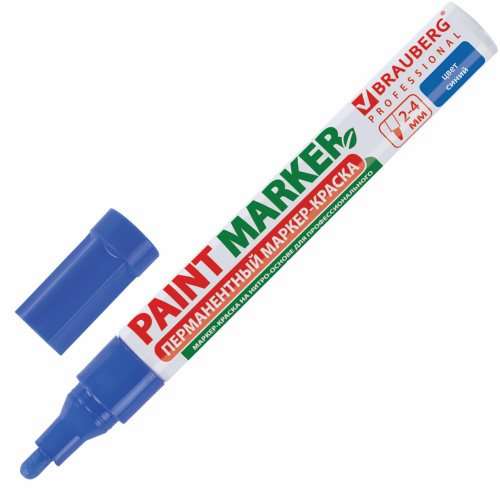 Маркер-краска лаковый (paint marker) BRAUBERG PROFESSIONAL, 4 мм, без запаха, алюминий, синий