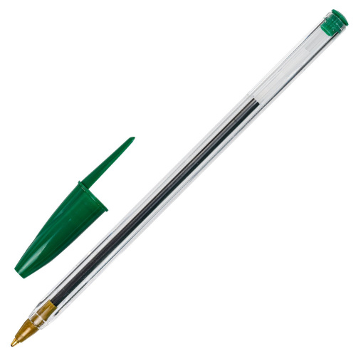 Ручка шариковая STAFF "Basic BP-01", письмо 750 метров, длина корпуса 14 см, зеленая