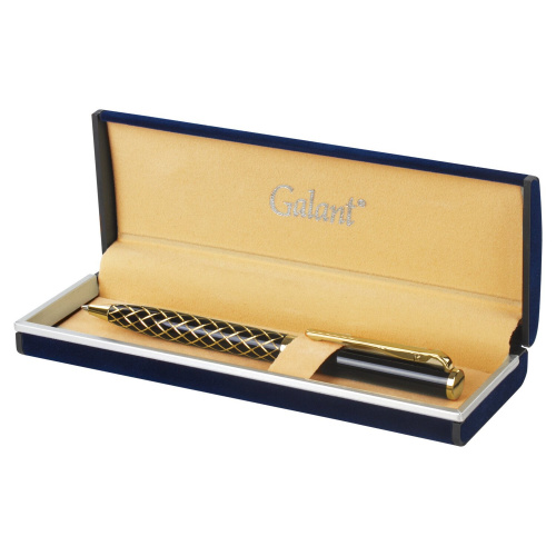 Ручка подарочная шариковая GALANT "Klondike", корпус черный с золотистым, синяя фото 10