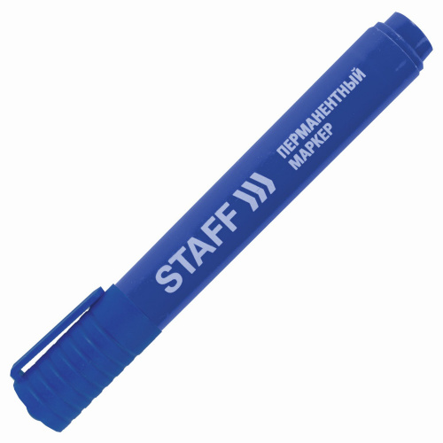 Маркер перманентный (нестираемый) STAFF "Basic", круглый наконечник, 2,5 мм, синий фото 5