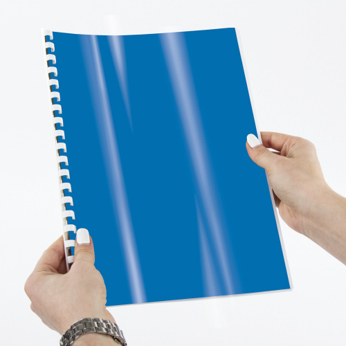 Обложки пластиковые для переплета BRAUBERG, А4, 100 шт., 300 мкм, синие фото 2