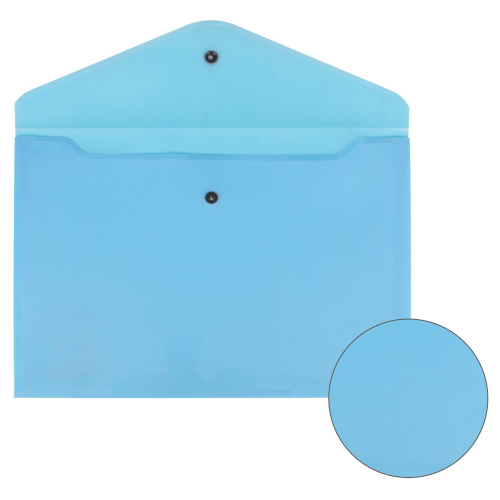 Папка-конверт с кнопкой BRAUBERG "Pastel", А4, до 100 л, непрозрачная цвет, аквамарин фото 4