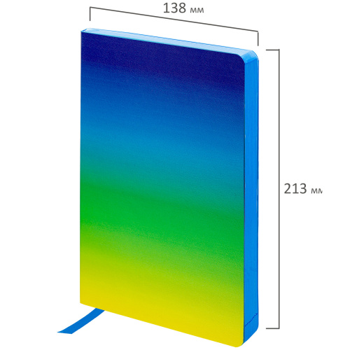 Ежедневник недатированный А5 138х213 мм, BRAUBERG GRADE, под кожу, 136 л., синий-зелёный фото 9