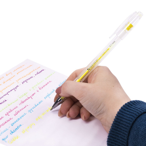 Ручки гелевые BRAUBERG "Jet", 6 цветов, пастельные, узел 0,7 мм, линия письма 0,5 мм фото 2