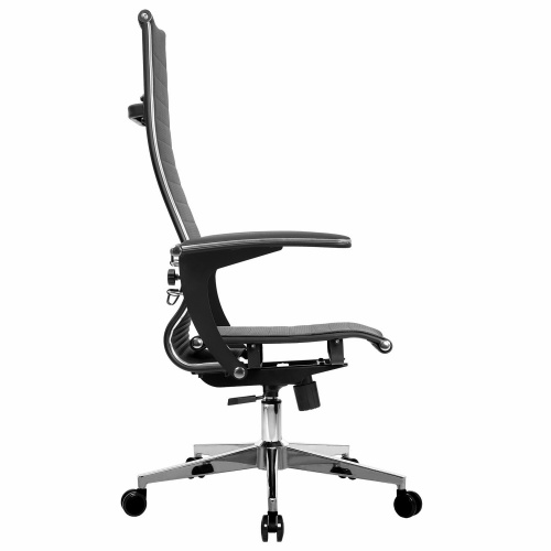 Кресло офисное МЕТТА "К-8.1-Т" хром, экокожа перфорированная, сиденье регулируемое, черное фото 10