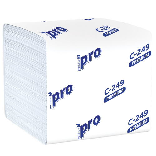 Бумага туалетная листовая 250 шт., PROtissue (T3) PREMIUM, 2-слойная, белая, 22,5х11 см, 40 пач/компл фото 3