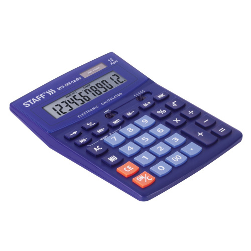 Калькулятор настольный STAFF, 200х150 мм, 12 разрядов, двойное питание, синий фото 9