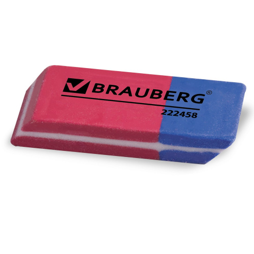Набор ластиков BRAUBERG "Assistant 80", 4 шт., 41х14х8 мм, красно-синие, прямоугольные, скошен края фото 2