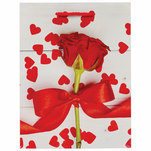 Пакет подарочный ЗОЛОТАЯ СКАЗКА "Роза с лентой", 17,8x9,8x22,9 см, ламинированный фото 2