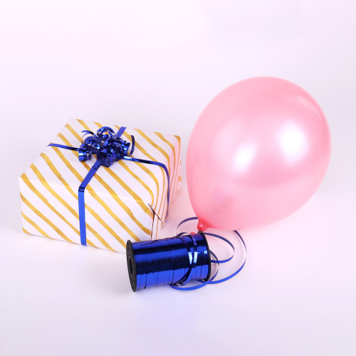 Лента упаковочная декоративная для шаров и подарков ЗОЛОТАЯ СКАЗКА, металлик, 5 мм х 250 м, синяя фото 8