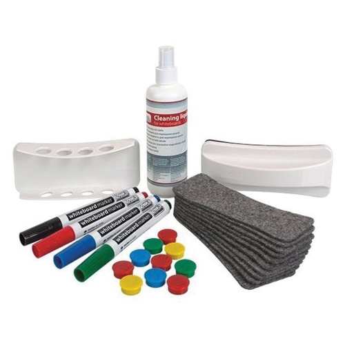 Набор для магнитно-маркерной доски 2х3, 4 маркера, держатель, чистящее средство, стиратель, салфетки