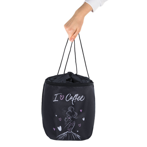 Мешок для обуви BRAUBERG "I love coffee", 47х37 см, с петлёй, карман на молнии, полиэстер фото 6
