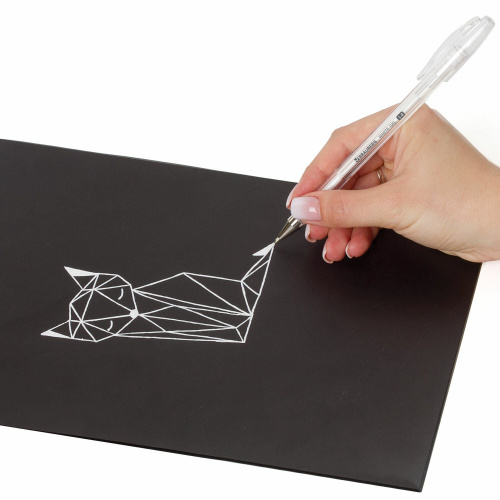 Ручка гелевая BRAUBERG "White Pastel", корпус прозрачный, линия письма 0,5 мм, белая фото 2