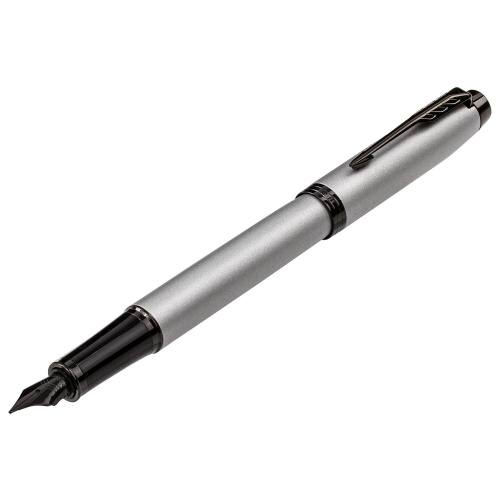 Ручка перьевая PARKER "IM Achromatic Grey BT", корпус серый матовый, нержавеющая сталь, синяя фото 3