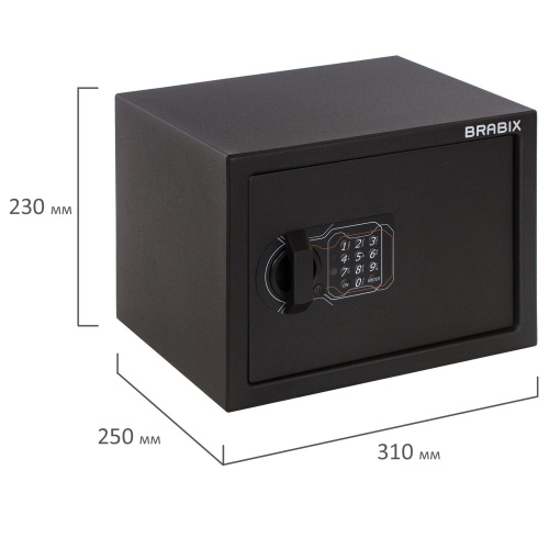 Сейф мебельный BRABIX "SF-230EL", 230х310х250 мм, электронный замок, черный фото 4