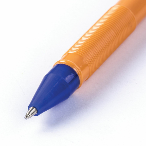 Ручка шариковая масляная ОФИСМАГ, СИНЯЯ, корпус оранжевый, узел 0,7 мм, линия письма 0,35 мм фото 7