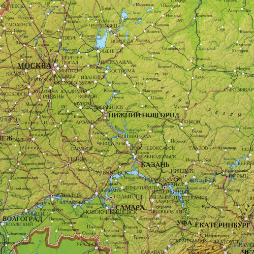Карта России физическая BRAUBERG 116х80 см, 1:7,5М, с ламинацией, интерактивная, европодвес фото 3