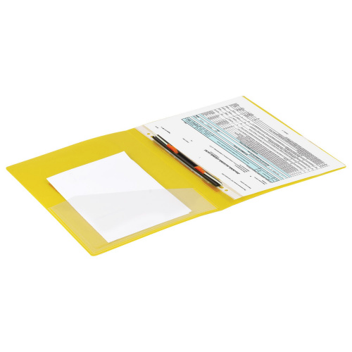 Папка BRAUBERG "Contract", с металлич скоросшивателем и внутрен карманом, до 100 л., 0,7 мм, желтая фото 8