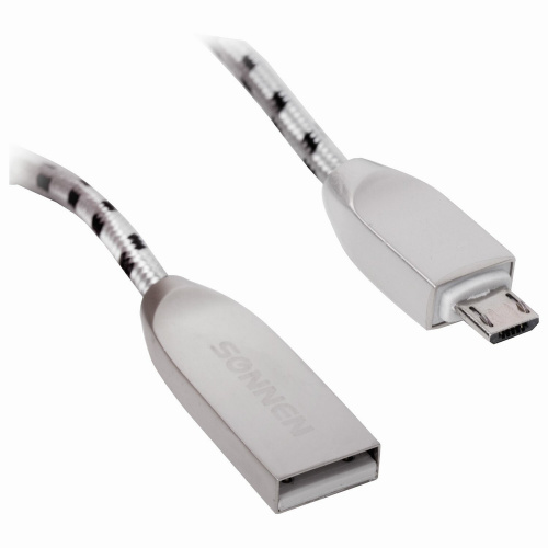Кабель SONNEN Premium, USB 2.0-micro USB, 1 м, медь, передача данных и быстрая зарядка фото 2
