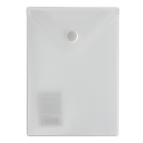 Папка-конверт с кнопкой BRAUBERG, А6, 0,18 мм, матовая прозрачная фото 3