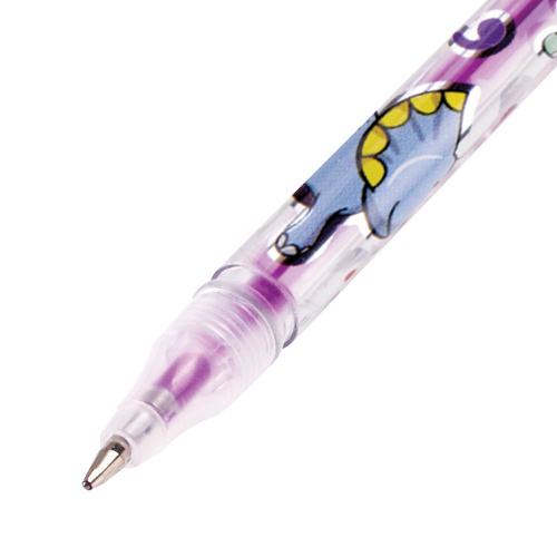 Ручки гелевые ЮНЛАНДИЯ, 6 цветов, неон, корпус с печатью, линия письма 0,5 мм фото 7