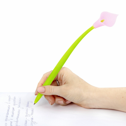 Ручка фигурная шариковая ЮНЛАНДИЯ "Цветок", силиконовый корпус, ассорти, пишущий узел 0,7 мм, синяя фото 5