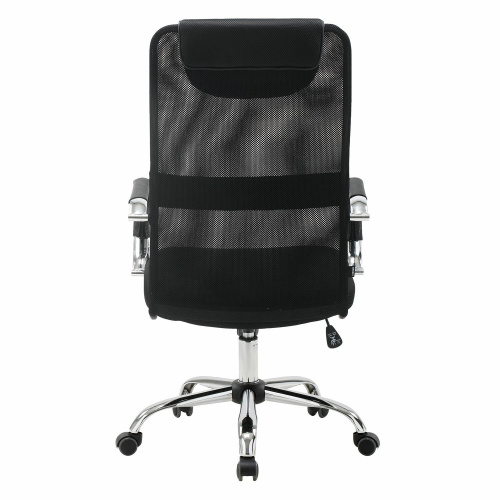 Кресло офисное BRABIX "Fit EX-514", с подголовником, хром, черное фото 5