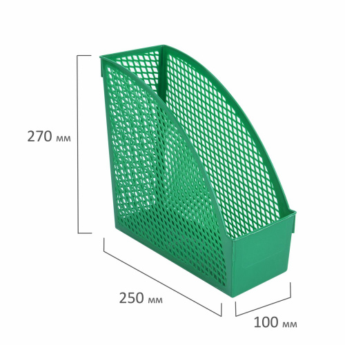 Лоток вертикальный для бумаг STAFF "Profit", 270х100х250 мм, сетчатый, полипропилен, зеленый фото 6