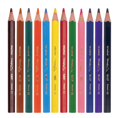 Карандаши цветные утолщенные BIC "Kids Evolution Triangle", 12 цветов, пластиковые, трехгранные фото 2