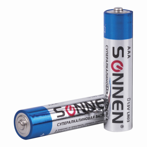 Батарейки SONNEN Super Alkaline, AAA, 2 шт., алкалиновые, мизинчиковые, блистер фото 2