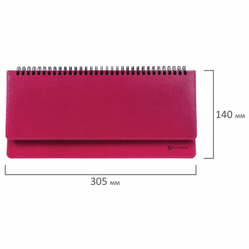 Планинг настольный недатированный BRAUBERG "Rainbow", 305x140 мм , кожзам, 60 л., розовый фото 3