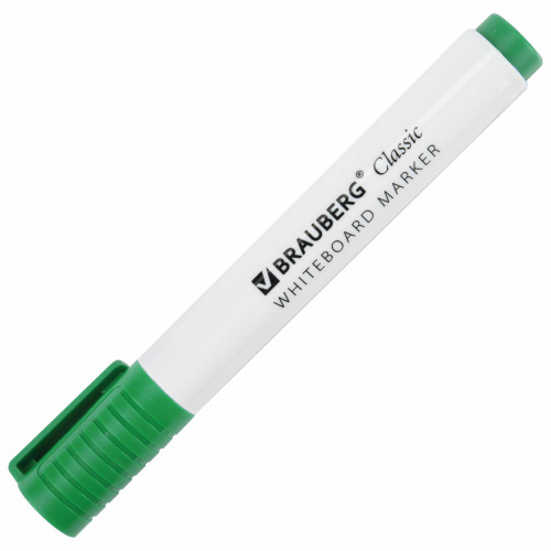 Маркер стираемый для белой доски BRAUBERG "CLASSIC", 3 мм, с клипом, зеленый фото 6