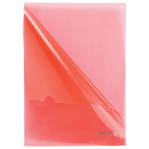 Папка-уголок жесткая BRAUBERG, 0,15 мм, красная фото 6