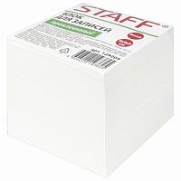 Блок для записей STAFF, проклеенный, куб 9х9х9 см, белизна 90-92%, белый