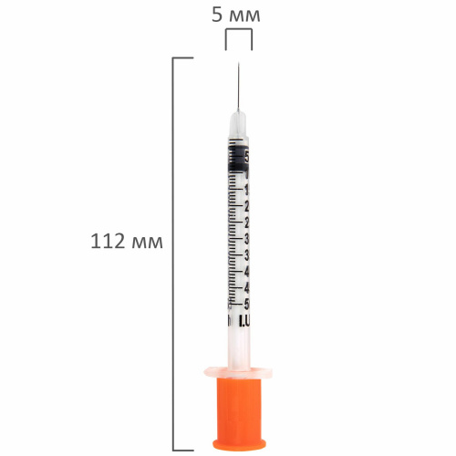Шприц инсулиновый SFM, 0,5 мл, 10 шт., пакет, U-100 игла несъемная 0,33х12,7 мм фото 6