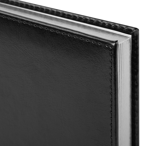 Ежедневник недатированный BRAUBERG "FLAME", А5, 138х213 мм, под кожу, 160 л., черный, серебрян. срез фото 4