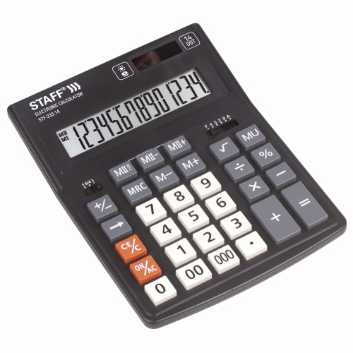 Калькулятор настольный STAFF, 200x154 мм, 14 разрядов, двойное питание фото 7